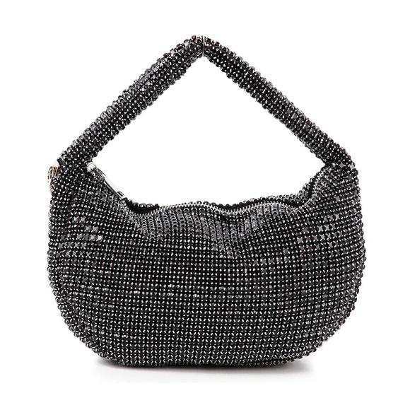 Handbags - Rhinestone Crescent hand Bag – Glam Statement Piece(black)